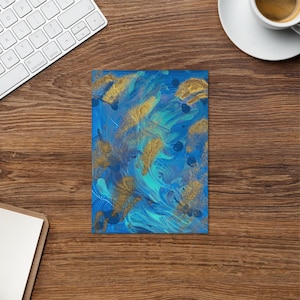 Wenskaart met glittereffect, wenskaart voor alle gelegenheden, wenskaart kleurrijk en abstract, wenskaart Diepe Ademhaling
