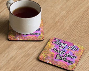 Colorful cork coasters, coasters for cups and glasses, party favors, coasters with art prints, unique abstract table decorations