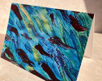 Wenskaart met kunstdruk, blanco kaart, mini-kunstwerk, abstracte kunstkaart voor alle gelegenheden, vouwkaart met envelop