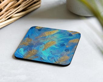 Colorful cork coasters, coasters for cups and glasses, party favors, coasters with art prints, unique abstract table decorations