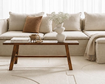 Ivory High Low Abstract Textured Rug 5x8 6x9 Hand Tufted Mid Century Pattern Area Rug for Living Room Bedroom Nursery Bright Tone Carpet