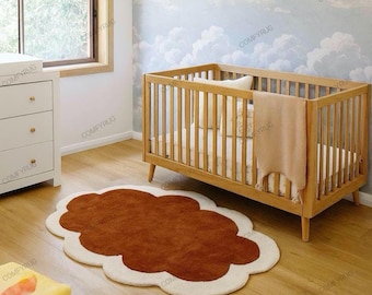 Handmade Cloud Rug, Muted Brown & Ivory, Nursery Playroom Decor