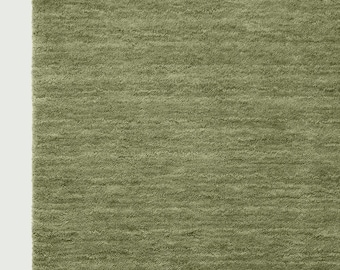 Unique Green Bohemian Plain Rug – Handmade 70s Retro Wool Area Rug for Living Room, Bedroom & Nursery | Custom Sizes Available (5x8, 6x9)