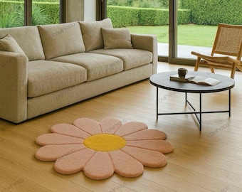 Hand-Tufted Wool Flower Rug – Pink Floral Kids Carpet
