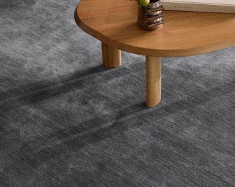 5x8 Handmade Denim Blue Rug, 8x10 9x12 Mid Century Modern Wool Tufted Area Rug, Custom Size Living Room Bedroom Nursery Carpet