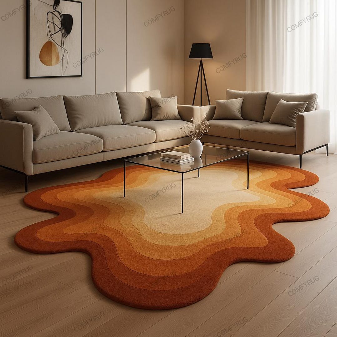 Handmade Wool Ombre Brown Shapeless Rug: Retro Trendy Design - Etsy
