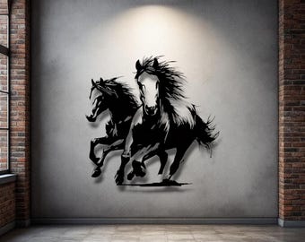 Running Horses Metal Wall Art – Dynamic Freedom and Power Design