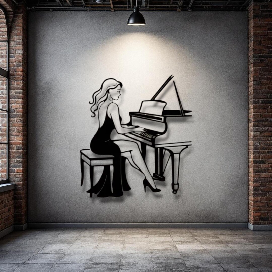 Piano Woman Metal Wall Art – Elegant Music Decor - Etsy