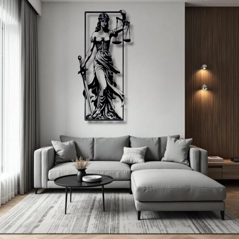 Lady Justice Metal Wall Art, Scales Sword Legal Symbol Modern Decor - Etsy