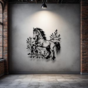 Laser geschnittene Pferde-Metallwandkunst: moderne Stahlsilhouette