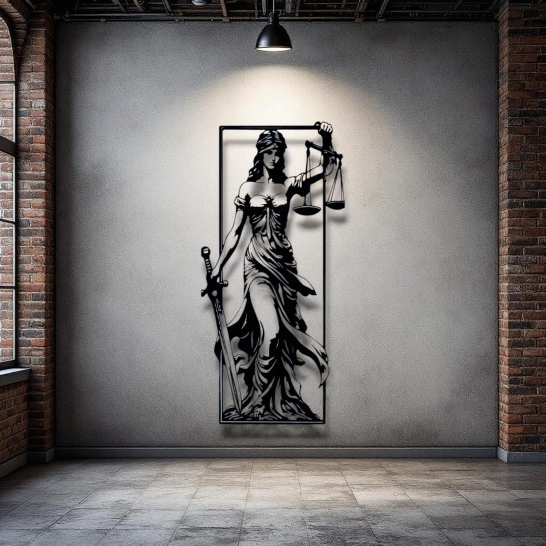 Lady Justice Metal Wall Art, Scales Sword Legal Symbol Modern Decor - Etsy