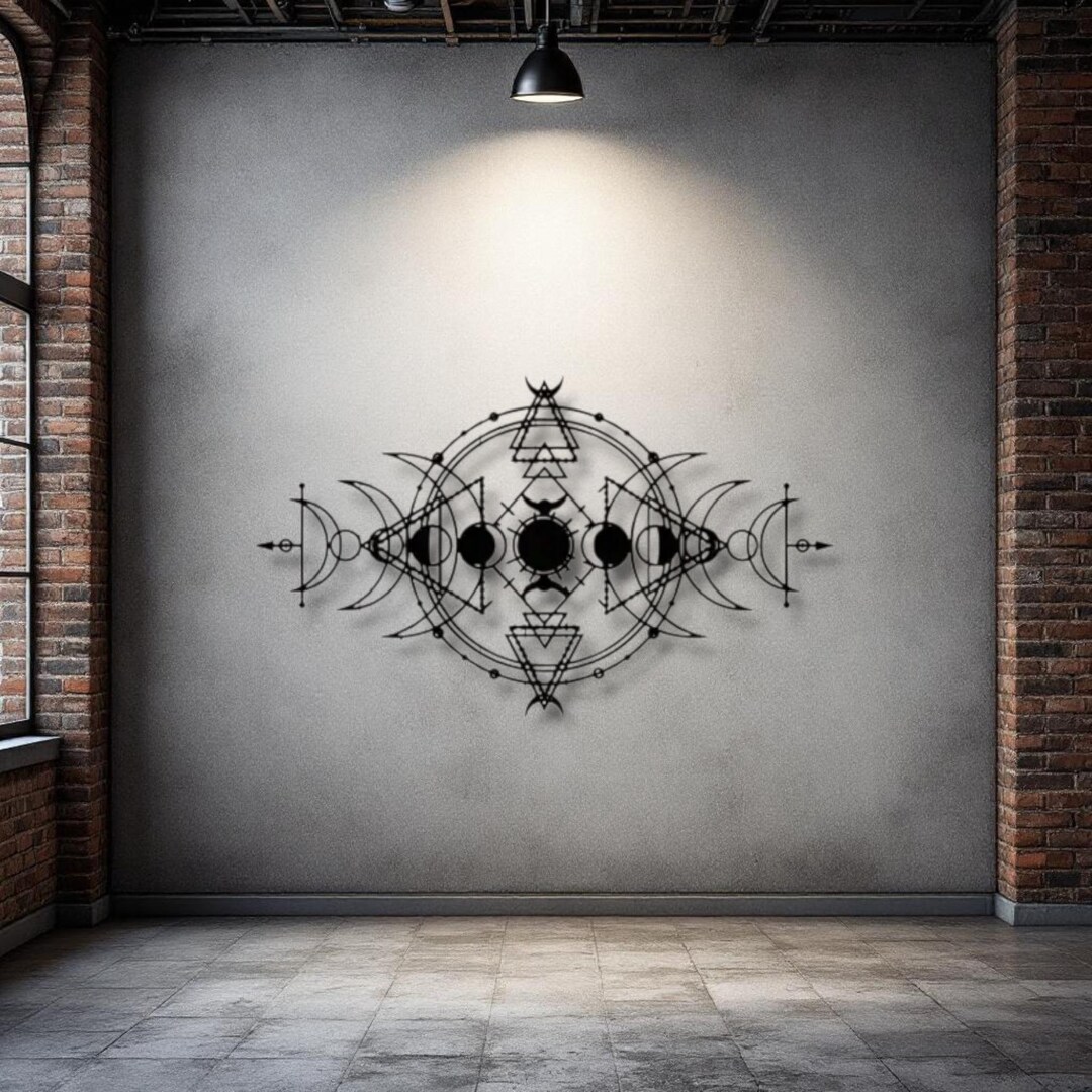 Geometric Moon Phase Metal Wall Art – Mystical Minimalist Design - Etsy