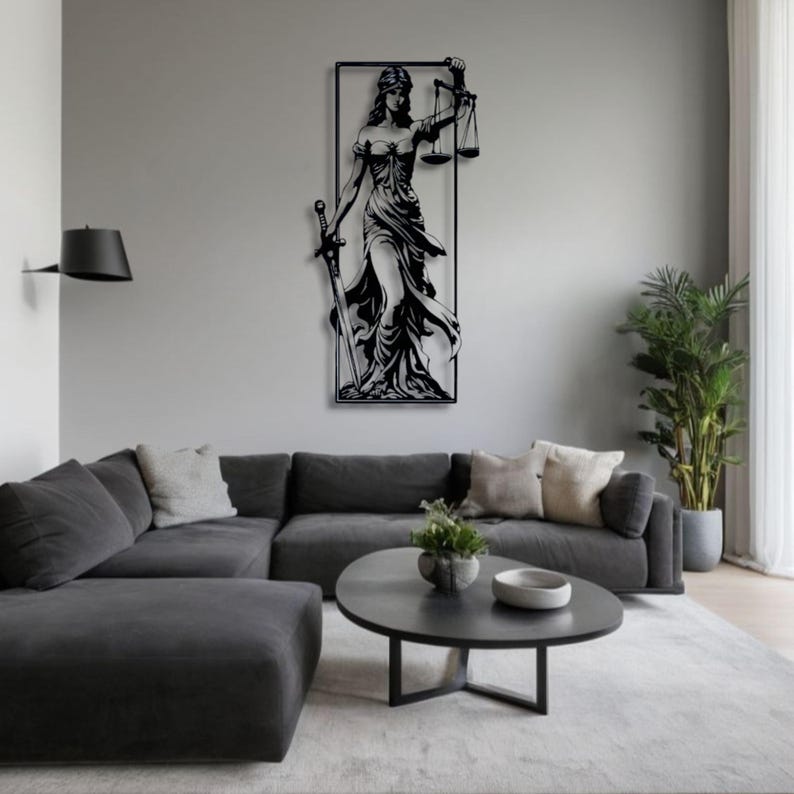 Lady Justice Metal Wall Art, Scales Sword Legal Symbol Modern Decor - Etsy