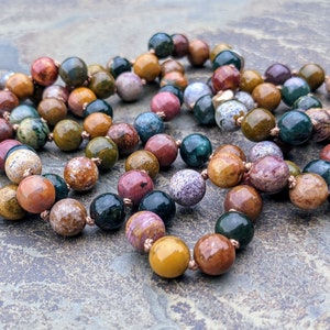 Ocean Jasper and Ammonite Mala 108 Stones image 2