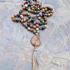 Ocean Jasper and Ammonite Mala 108 Stones image 5