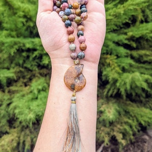 Ocean Jasper and Ammonite Mala 108 Stones image 3