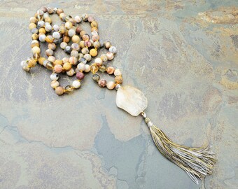 Crazy Lace Agate and Citrine Mala