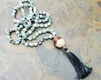 Lotus Jasper and Bodhi Seed Mala