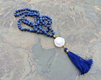 Lapis and Solar Quartz Mala - 108 Stones