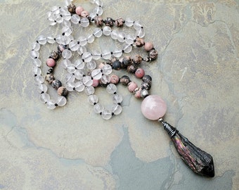 Rose Quartz and Rhodonite Mala