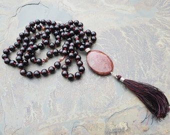 Garnet and Strawberry Quartz Mala