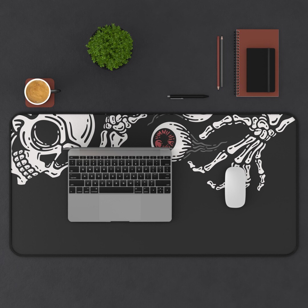 Gothic Skull Desk Mat: Edgy Gaming Mouse Pad, Skulls & Bones Border - Etsy