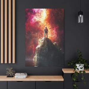 Cosmic Adventure Canvas Art, Astronaut Wall Decor, Space-Themed Home Decor, Gifts for Science Lovers, Galaxy Art Prints