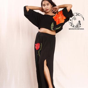 Black Floral Hand-Embroidered Co-ord Set