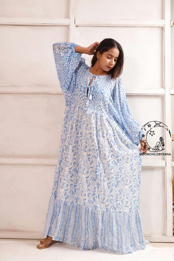 Mul cotton long dress Dress,lined double and flowy Boho Style