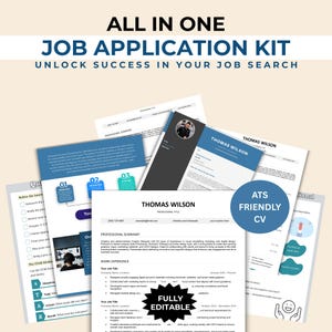 Job Application Success Kit | Resume & CV Template Bundle | ATS Friendly Cover Letter | LinkedIn Guide | Interview Prep | Get Hired Faster