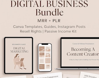 Ultimate Digital Business Bundle | MRR + PLR | Canva Templates, Guides, Instagram Posts | Resell Rights | Passive Income Kit