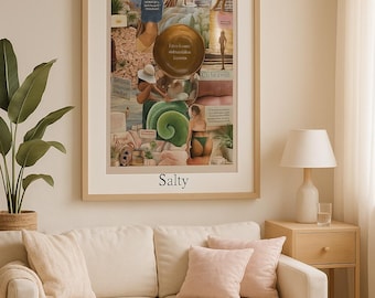 Salty Vision Board Printable Wall Art – Digital Download | Soft Feminine Manifestation Collage | High Vibe Decor for Bedroom or Living Room