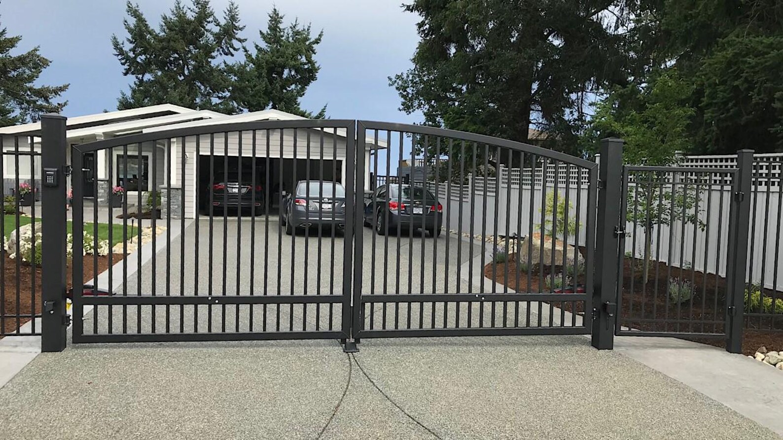 Driveway Metal Swing Gate With Man Gate - X Dense Design - Etsy