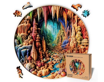 Extra-Thick 5mm Wooden Puzzle for Adults – 500 Pieces | Wood Puzzles Adult with Unique Hand-Shaped Pieces, Cavernous Spectrum