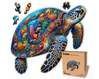 Extra-Thick 5mm Wooden Puzzle for Adults – 500 Pieces | Wood Puzzles Adult with Unique Hand-Shaped Pieces, Sea Turtle Voyage
