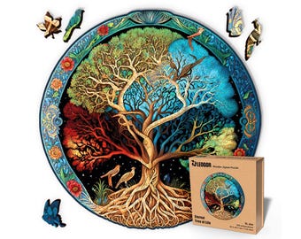Extra-Thick 5mm Wooden Puzzle for Adults – 500 Pieces | Wood Puzzles Adult with Unique Hand-Shaped Pieces, Eternal Tree of Life
