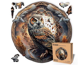 Extra-Thick 5mm Wooden Puzzle for Adults – 500 Pieces | Wood Puzzles Adult with Unique Hand-Shaped Pieces, Whimsical Owl Haven