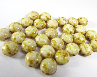 25 Gold Alabaster Marble 2 Hole 8mm Cabochon Candy Beads for Beadwork Jewelry