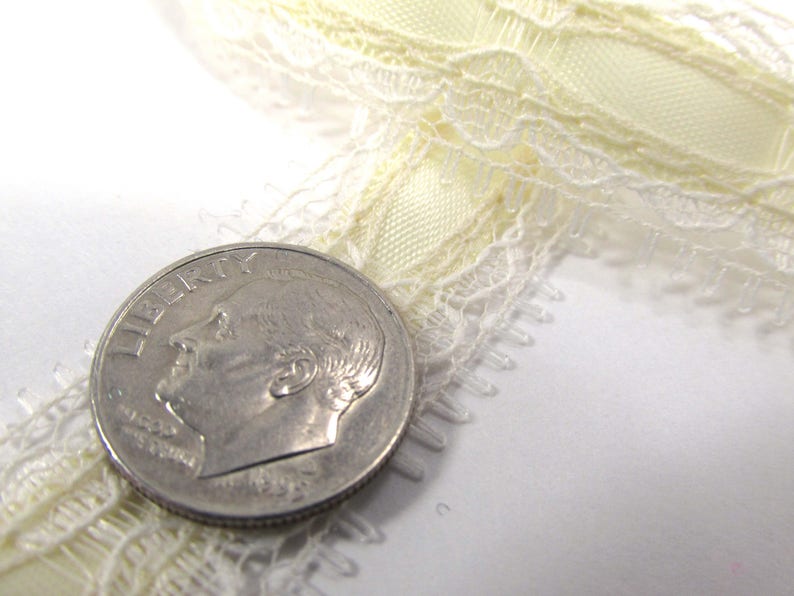 Lace 18mm Wide Satin Ribbon Insert Trim in White or Ivory