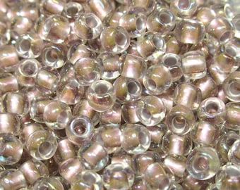 Crystal Rose Gold Lined 6.0 or 4mm Japanese Seed Beads (10 grams) jewelry making beads