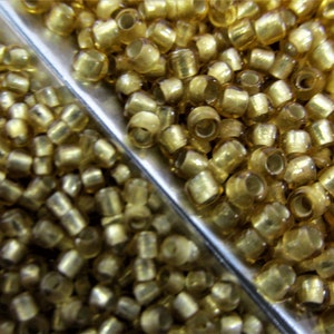 Silver Lined Topaz Frosted 11/0 or 8/0 Glass Toho seed jewelry making beads (10 grams)