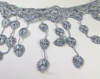 Gray Venise Lace Bridal Victorian 3.5 inch Fringe Trim