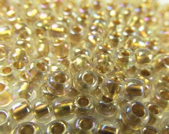 Crystal Gold Lined 8.0 Japanese Seed Beads (10 grams) jewelry making beads