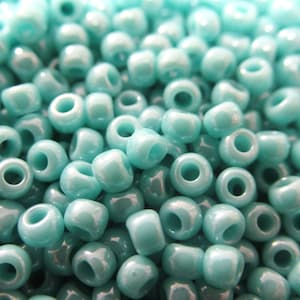 Turquoise Opaque Lustered Size 11.0 Czech Glass seed beads (10 grams) jewelry making beads