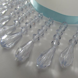 Light French Blue 2.25 inch Straight Medium Beaded Fringe Trim, Bridal, Costume or HomeDecorator Beaded Trim