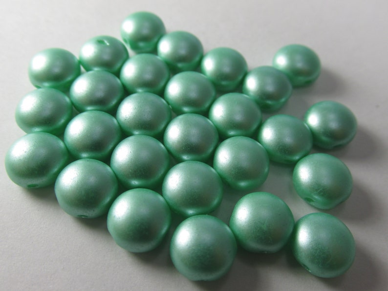 Seafoam Mint Green Pastel Pearl 2 Hole 8mm Cabochon Candy