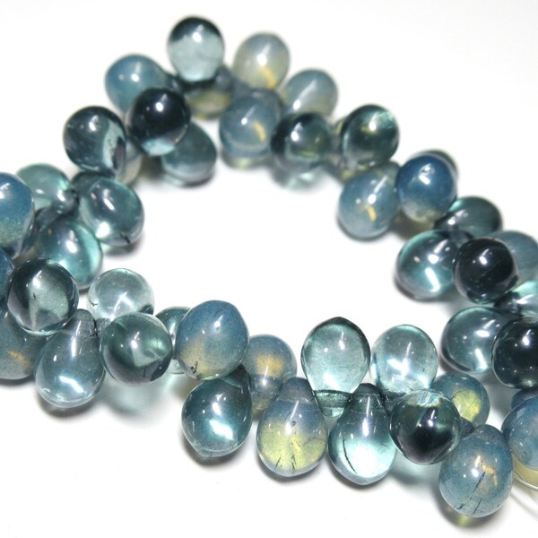 Denim Blue Czech Glass 6x4mm or 7x5mm Top Drilled Teardrop Jewelry Beads - 1 strand 50