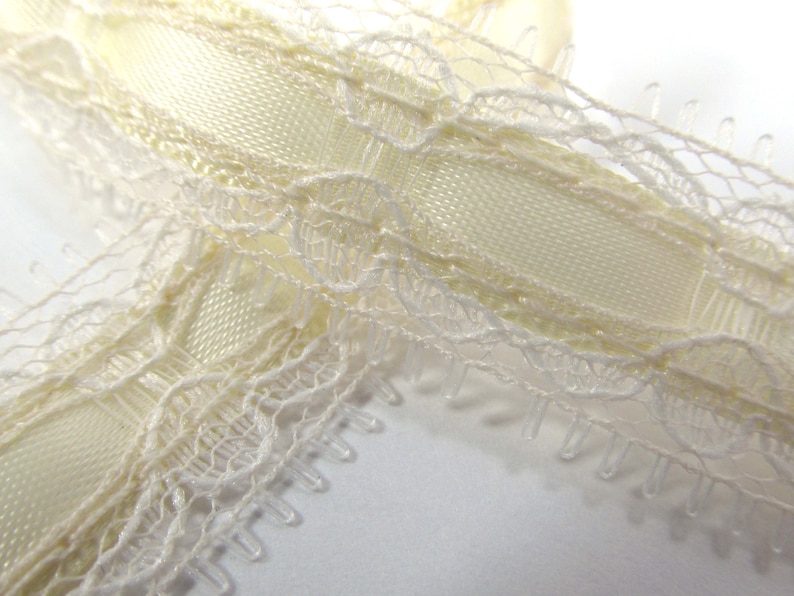 Lace 18mm Wide Satin Ribbon Insert Trim in White or Ivory