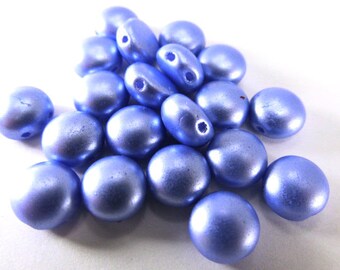 25 Periwinkle French Blue Pastel Pearl 2 Hole 8mm Cabochon Candy Beads for Beadwork Jewelry