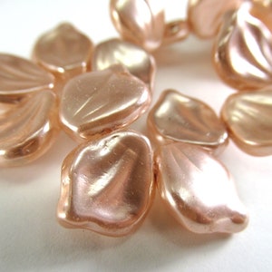 10 Blush Pale Pink Pearl Czech Glass 14mm x 12mm Leaves Top Drilled Jewelry Beads
